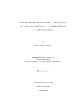 Combining Propofol and Remifentanil Pharmacokinetic