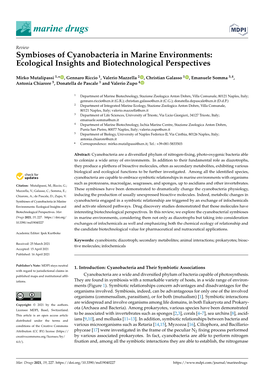 Symbioses of Cyanobacteria in Marine Environments: Ecological Insights and Biotechnological Perspectives