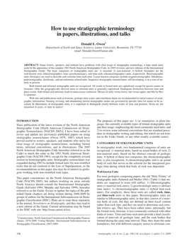 How to Use Stratigraphic Terminology in Papers, Illustrations, and Talks