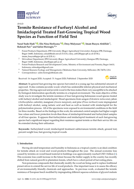 Termite Resistance of Furfuryl Alcohol and Imidacloprid Treated Fast-Growing Tropical Wood Species As Function of Field Test