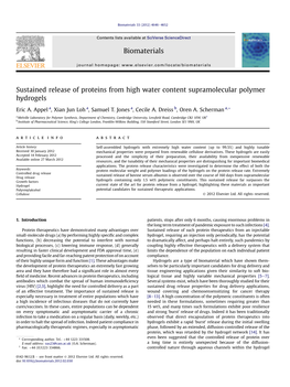 Sustained Release of Proteins from High Water Content Supramolecular Polymer Hydrogels