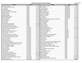 PA Public and Private Airports/Heliports October 2015