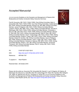 2018 ACC/AHA/HRS Guideline on the Evaluation and Management of Patients with Bradycardia and Cardiac Conduction Delay: Executive Summary