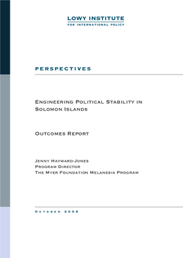 Engineering Political Stability in Solomon Islands