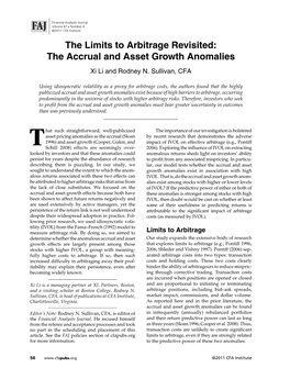 The Limits to Arbitrage Revisited: the Accrual and Asset Growth Anomalies Xi Li and Rodney N