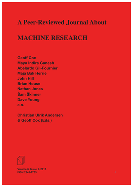 A Peer-Reviewed Journal About MACHINE RESEARCH