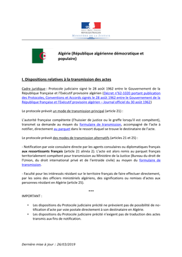 Algérie (République Algérienne Démocratique Et Populaire)