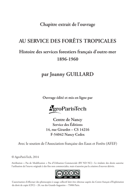Par Joanny GUILLARD AU SERVICE DES FORÊTS TROPICALES