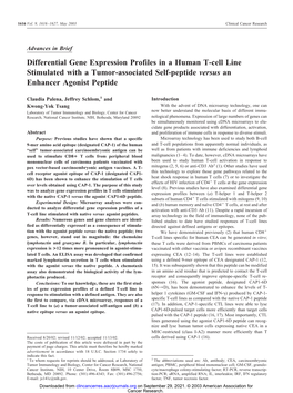 Differential Gene Expression Profiles in a Human T-Cell Line Stimulated with a Tumor-Associated Self-Peptide Versus an Enhancer Agonist Peptide