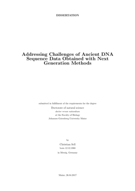 Addressing Challenges of Ancient DNA Sequence Data Obtained with Next Generation Methods