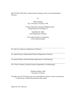 Death and the Continuity of Life in Coast Salish Burial Practices. By