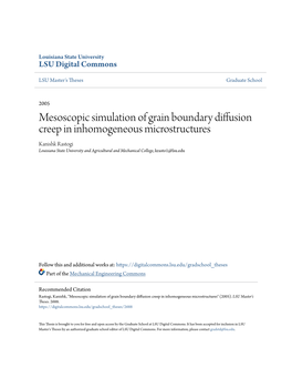 Mesoscopic Simulation of Grain Boundary Diffusion Creep In