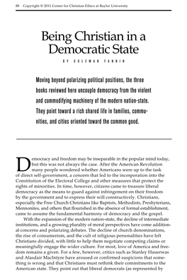 Being Christian in a Democratic State by Coleman Fannin