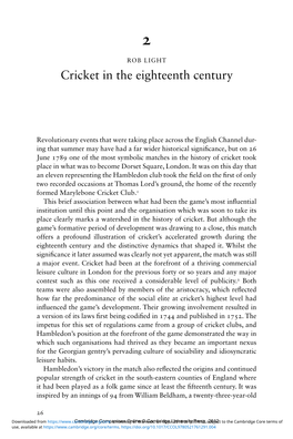 Cricket in the Eighteenth Century