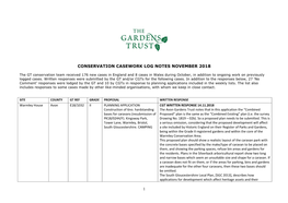 1 Conservation Casework Log Notes November 2018