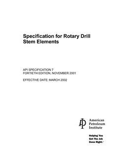 Specification for Rotary Drill Stem Elements 3