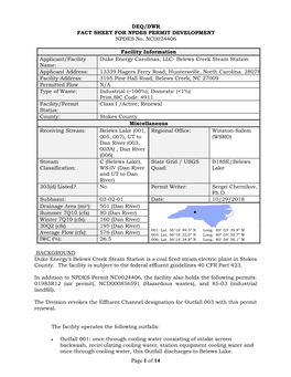 FACT SHEET for NPDES PERMIT DEVELOPMENT NPDES No