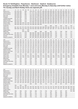 Route 12 12A Brighton - Peacehaven - Newhaven - Seaford - Eastbourne Emergency Timetable from Monday 1 June and Every Monday to Saturday Until Further Notice