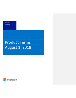 Product Terms August 1, 2018