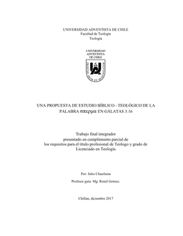 Teológico De La Palabra Σπερμα En Gálatas 3:16