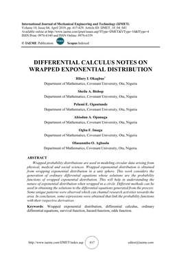 Differential Calculus Notes on Wrapped Exponential Distribution