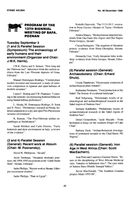 Program of the 13Th Biennial Meeting