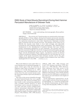 EMG Study of Hand Muscle Recruitment During Hard Hammer Percussion Manufacture of Oldowan Tools