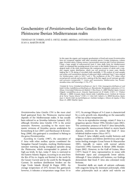 Geochemistry of Persististrombus Latus Gmelin