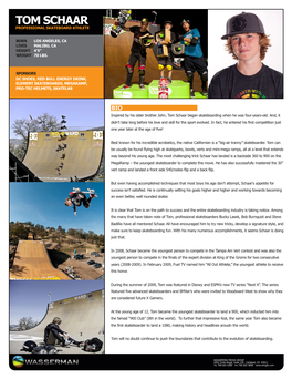 Tom Schaar Professional Skateboard Athlete