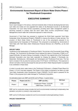 Environmental Assessment Report of Storm Water Drains Phase-I for Thoothukudi Corporation