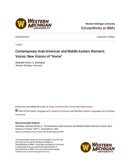 Contemporary Arab-American and Middle Eastern Women's Voices: New Visions of 