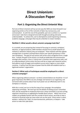 Direct Unionism: a Discussion Paper