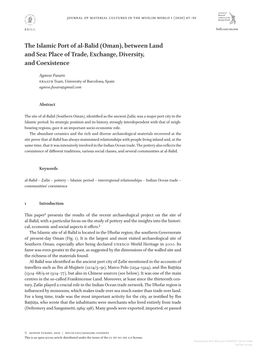 The Islamic Port of Al-Balīd (Oman), Between Land and Sea: Place of Trade, Exchange, Diversity, and Coexistence