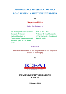 Performance Assessment of Toll Road System: a Study in Pune Region