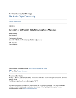 Inversion of Diffraction Data for Amorphous Materials