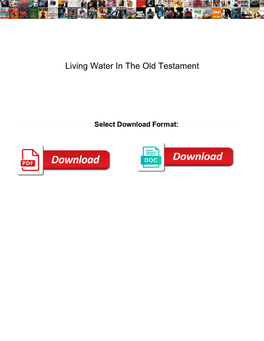 Living Water in the Old Testament