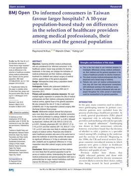 Do Informed Consumers in Taiwan Favour Larger Hospitals?