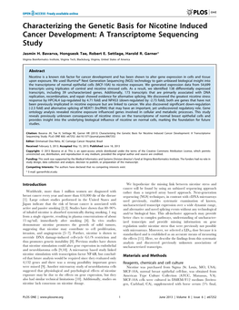 Characterizing the Genetic Basis for Nicotine Induced Cancer Development: a Transcriptome Sequencing Study