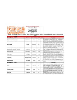 MEAT with Descriptions Website 8.27.13.Xlsx