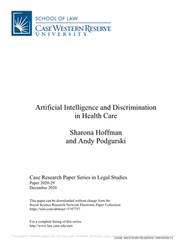 Artificial Intelligence and Discrimination in Health Care