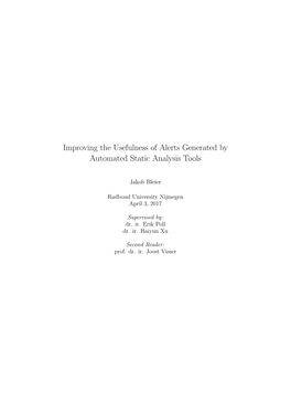 Improving the Usefulness of Alerts Generated by Automated Static Analysis Tools
