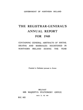 The Registrar-General's Annual Report for 1948