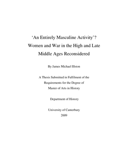 Women and War in the High and Late Middle Ages Reconsidered