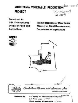 Mauritania Vegetable Production Project P,\- -,A