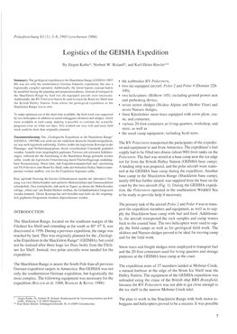 Logistics of the GEISHA Expedition