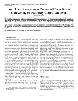 Land Use Change As a Potensial Reduction of Biodiversity in Palu Bay Central Sulawesi Lilik Prihadi Utomo