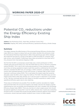 Potential CO2 Reductions Under the Energy Efficiency Existing Ship Index