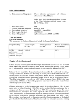 Growth Performance of Calamus Subinermis in Sabah, Malaysia