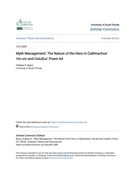 Myth Management: the Nature of the Hero in Callimachus' <Em>Hecale