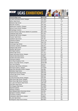 School/College Name Post Code Group Size